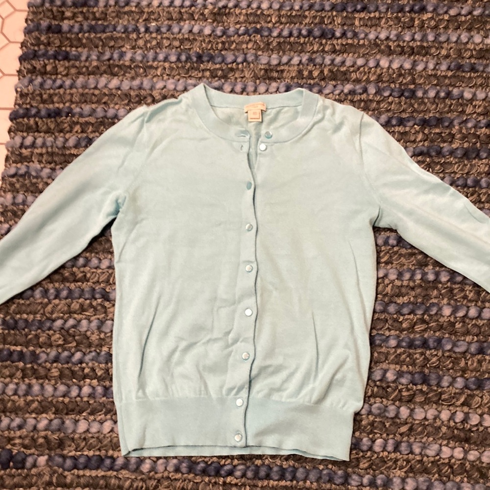 J.Crew aqua cotton cardigan blue sweater NEW